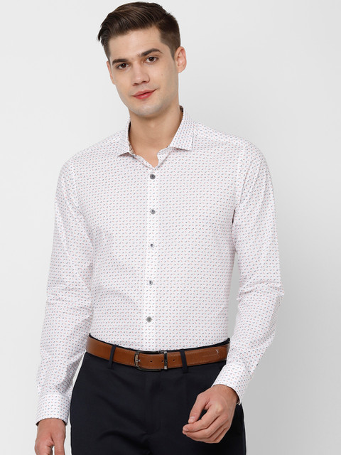 

SIMON CARTER LONDON Men White & Blue Slim Fit Printed Formal Shirt