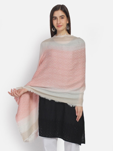 

Anekaant Women Peach-Coloured & Off-White Woven Design Shawl