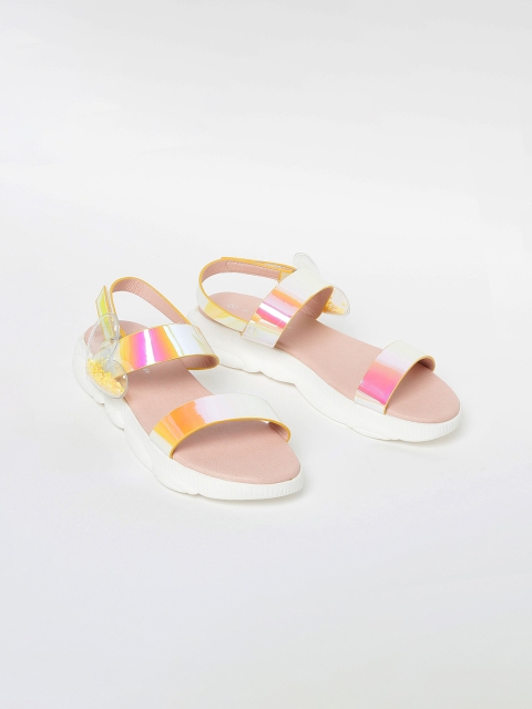 

Fame Forever by Lifestyle Girls Yellow Iridescent Effect Open Toe Flats