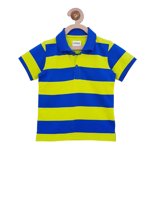

Campana Boys Blue Striped Polo Collar T-shirt
