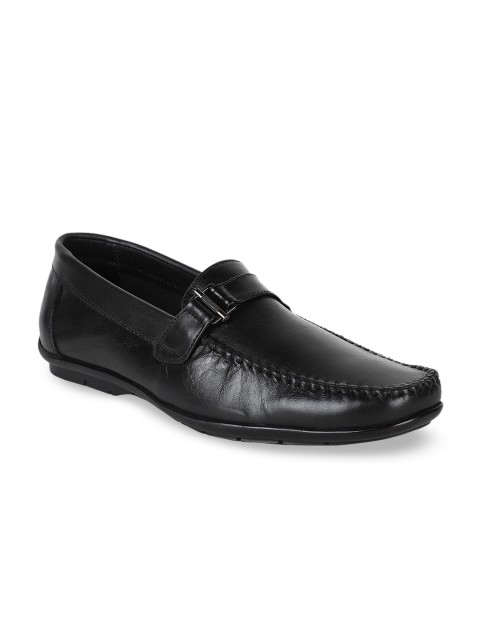 

Egoss Men Black Slip-On Leather Sneakers