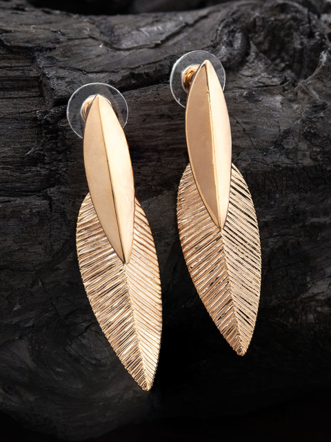 

E2O Gold-Plated Leaf Shaped Drop Earrings