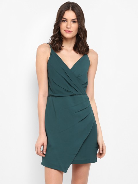 

MIAMINX Women Green Solid Wrap Dress