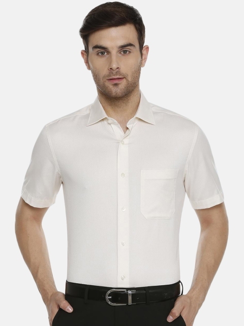 

Louis Philippe Men Cream-Coloured Regular Fit Self Design Formal Shirt