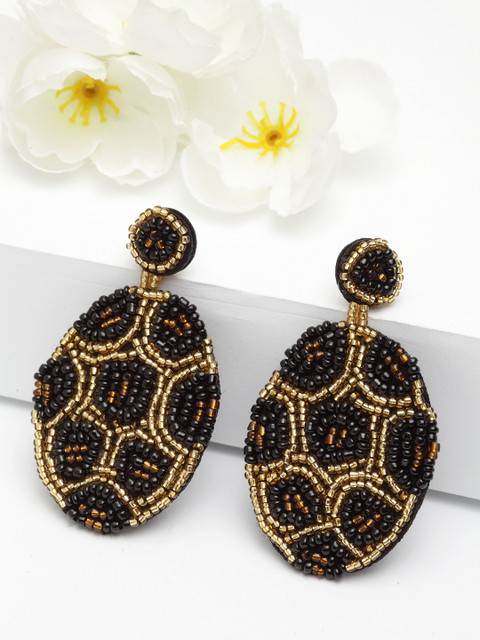 

AVANT-GARDE PARIS Gold-Plated & Brown Oval Drop Earrings