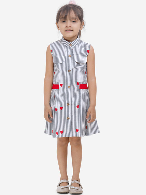 

Fairies Forever Girls Grey & White Striped Shirt Dress