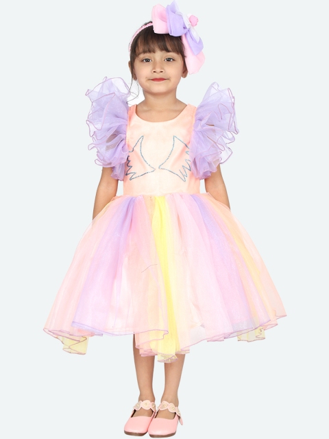 

Samsara Couture Girls Multicoloured Colourblocked Fit and Flare Dress, Multi