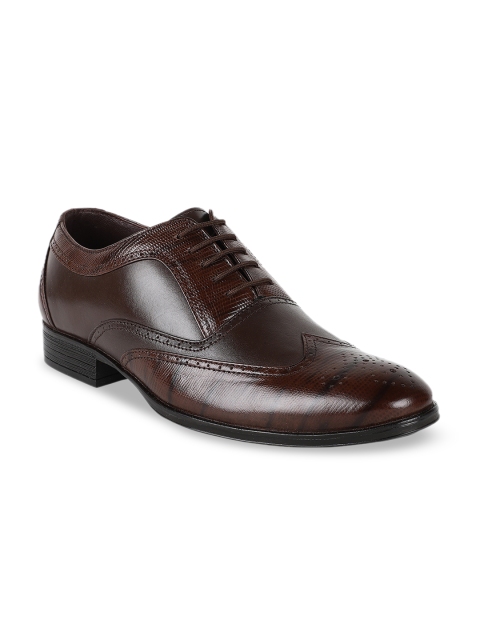 

Egoss Men Brown Textured Leather Formal Brogues