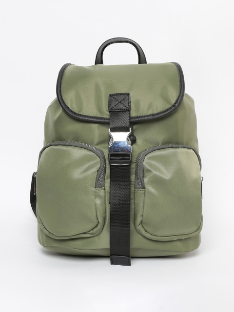 

Ginger by Lifestyle Women Olive Green Solid Backpack