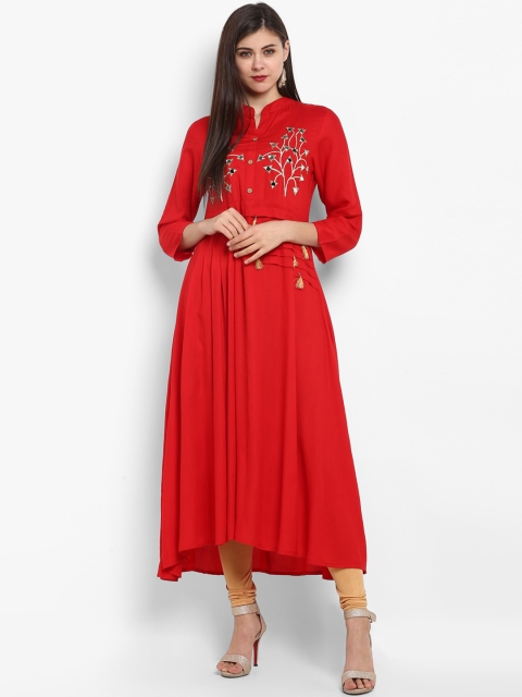 

Fashion String Women Red Embroidered A-Line Kurta