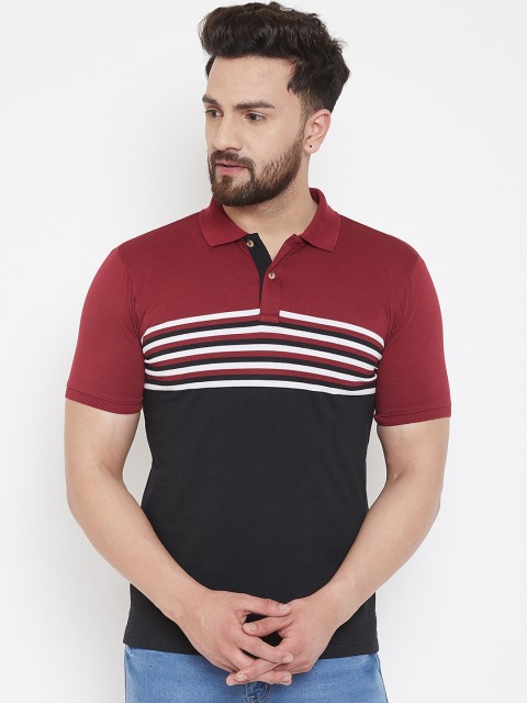 

Austin wood Men Black & Red Colourblocked Polo Collar T-shirt