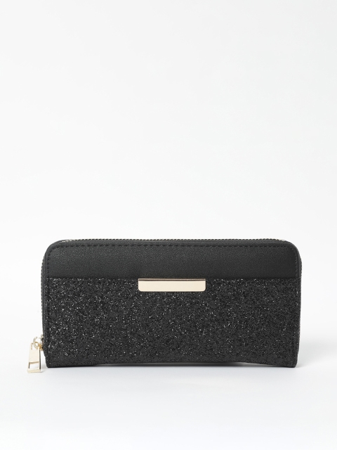 

Ginger by Lifestyle Women Black Solid Zip Around Wallet