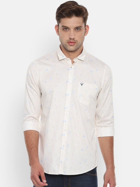 

Allen Solly Men White & Blue Slim Fit Printed Casual Shirt
