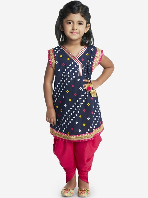 

KID1 Girls Navy Blue & Pink Printed Kurta with Dhoti Pants