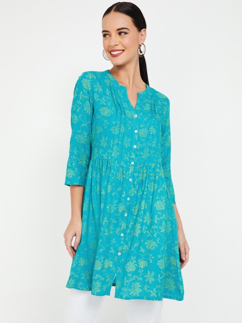 

Colour Me by Melange Women Blue & Yellow Printed Tunic