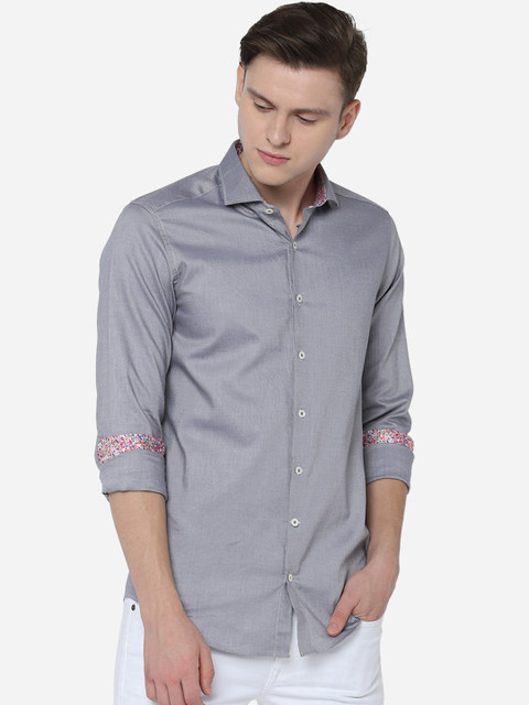 

SIMON CARTER LONDON Men Grey & Blue Regular Fit Printed Casual Shirt