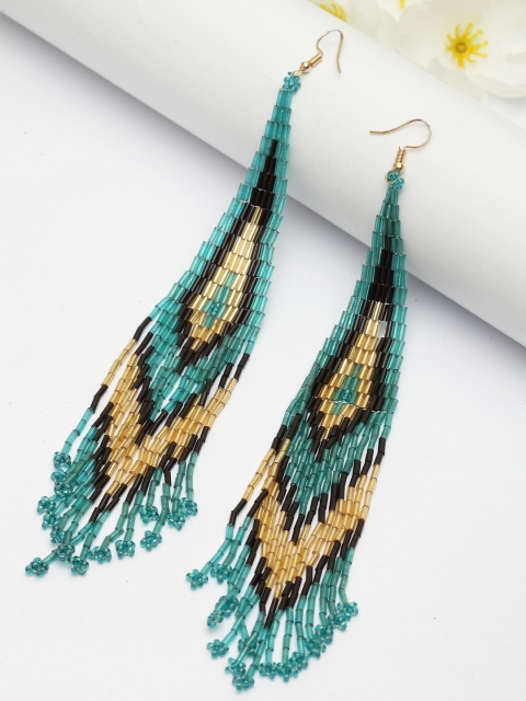

AVANT-GARDE PARIS Gold-Plated & Blue Contemporary Drop Earrings, Multi