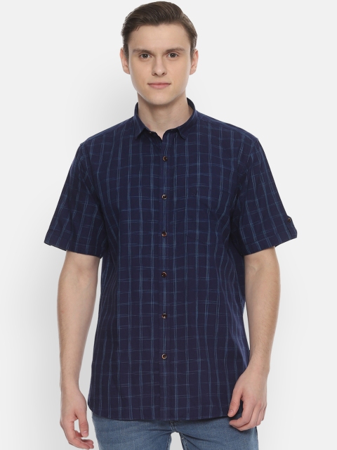 

Allen Solly Men Navy Blue Slim Fit Checked Casual Shirt