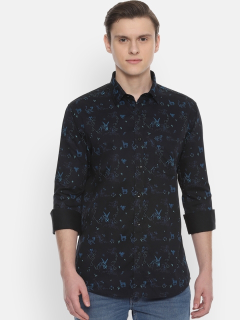 

Allen Solly Men Black & Blue Slim Fit Printed Casual Shirt