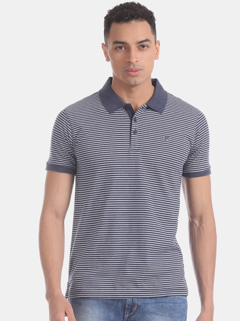 

Ruggers Men Navy Blue Striped Polo Collar T-shirt