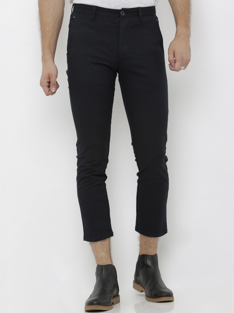 

Rex Straut Jeans Men Navy Blue Slim Fit Solid Cropped Trousers