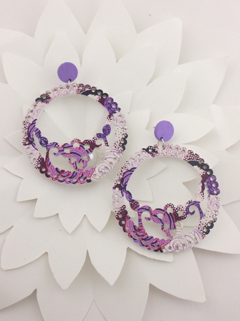 

Sia Art Jewellery Purple Crescent Shaped Drop Earrings