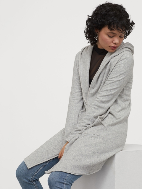 

H&M Women Grey Hooded sweatshirt cardigan