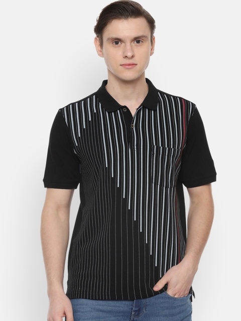 

Allen Solly Men Black Striped Polo Collar T-shirt
