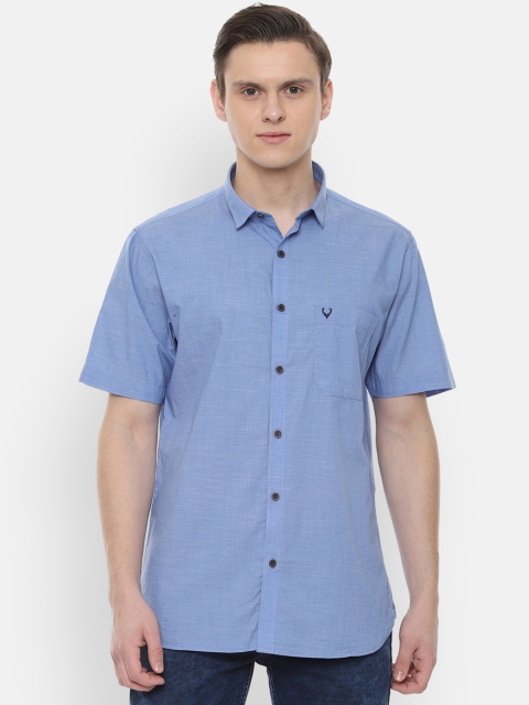 Allen Solly Men Blue Slim Fit Self Design Casual Shirt