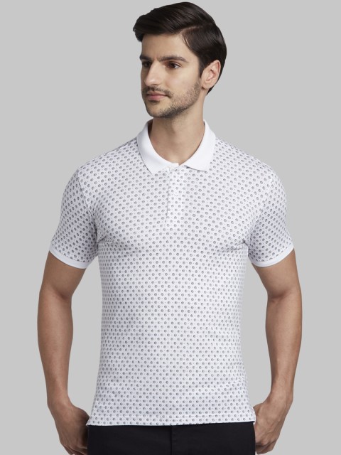 

Parx Men White Printed Polo Collar T-shirt