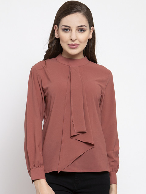 

klauressa Women Mauve Solid Tiered Top