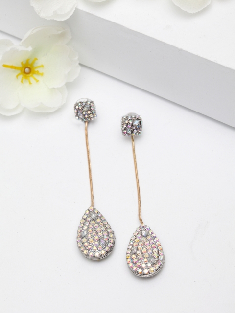 

AVANT-GARDE PARIS Multicolored Gold-Plated Teardrop Shaped Crystal Drop Earrings