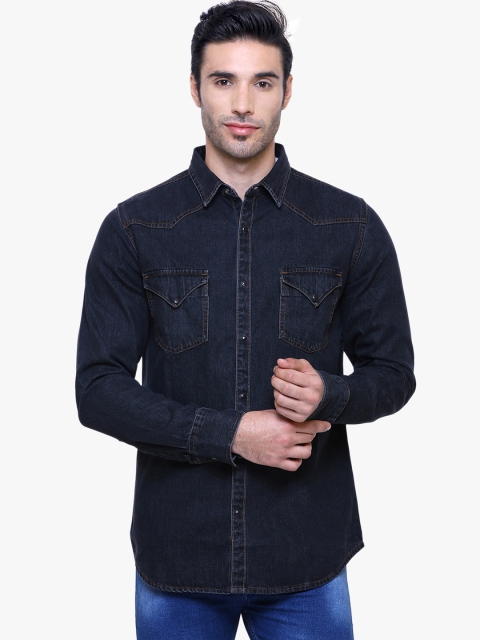 

Southbay Men Black Smart Slim Fit Solid Denim Shirt