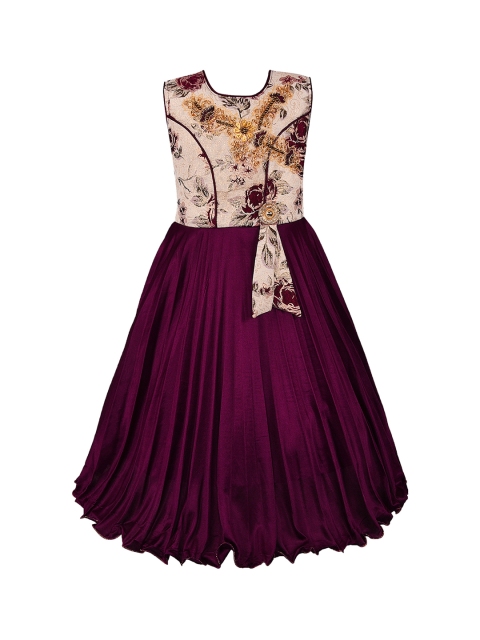 

Wish Karo Girls Purple & Beige Embellished Fit and Flare Dress