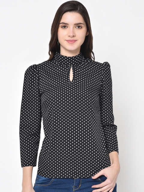 

PHWOAR Women Black & White Printed Top
