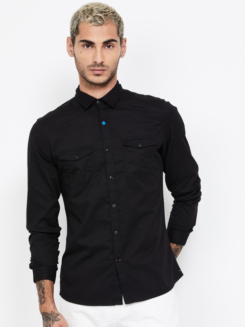

UCLA Men Black Regular Fit Solid Casual Shirt