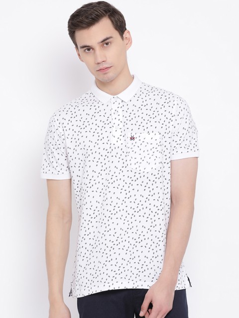 

Crimsoune Club Men White Printed Polo Collar T-shirt