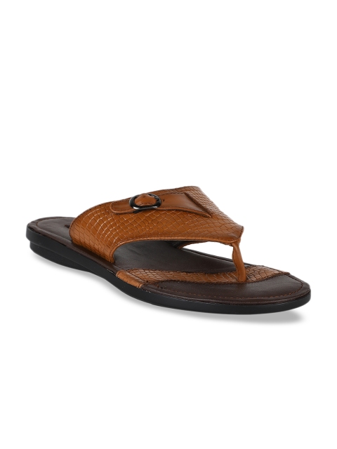 

Egoss Men Tan Brown Solid Leather Comfort Sandals