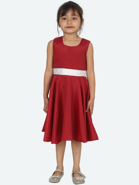 

Samsara Couture Girls Maroon Solid Fit and Flare Dress