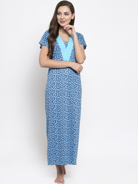 

Claura Blue & Blue Printed Nightdress