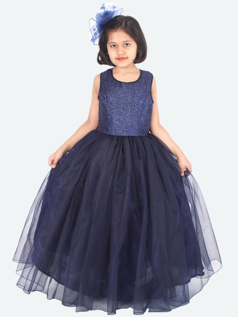 

Samsara Couture Girls Navy Blue Embellished Maxi Dress