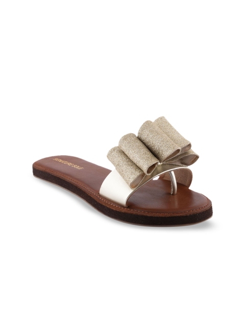 

Signature Sole Women Gold-Toned Solid Open Toe Flats