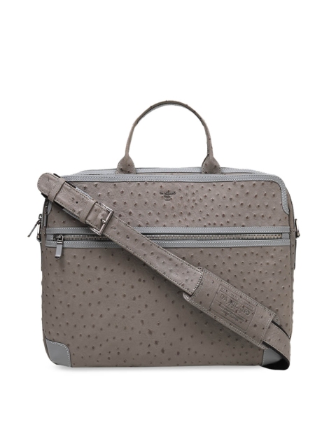 

Da Milano Unisex Taupe Textured Leather Laptop Bag