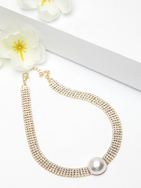 

AVANT-GARDE PARIS Gold-Toned Stone-Studded Beaded Choker
