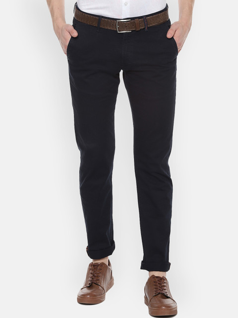 

Solly Jeans Co. Men Navy Blue Slim Fit Solid Regular Trousers