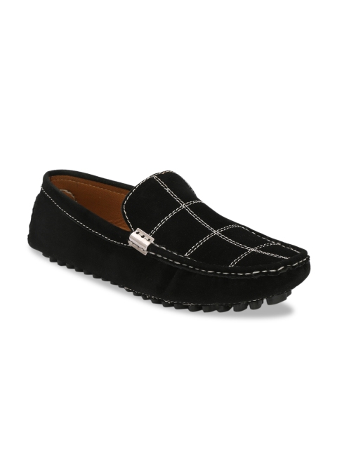 

Sir Corbett Men Black Checked Suede Driving Shoes
