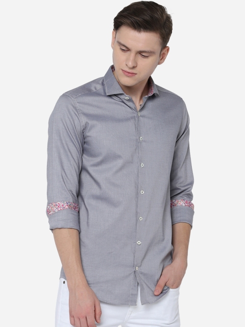 

SIMON CARTER LONDON Men Grey & Blue Regular Fit Printed Casual Shirt
