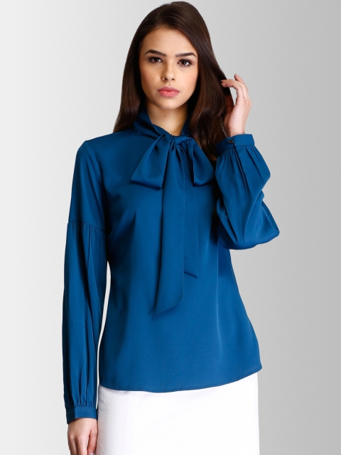 

FableStreet Women Teal Blue Solid Top