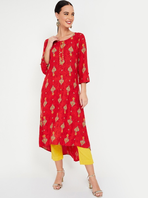 

Melange by Lifestyle Women Red & Yellow Printed A-Line Kurta