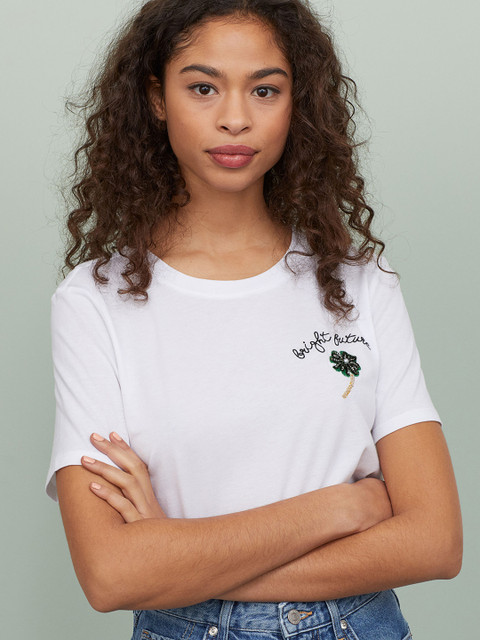 

H&M Women White Jersey T-Shirt